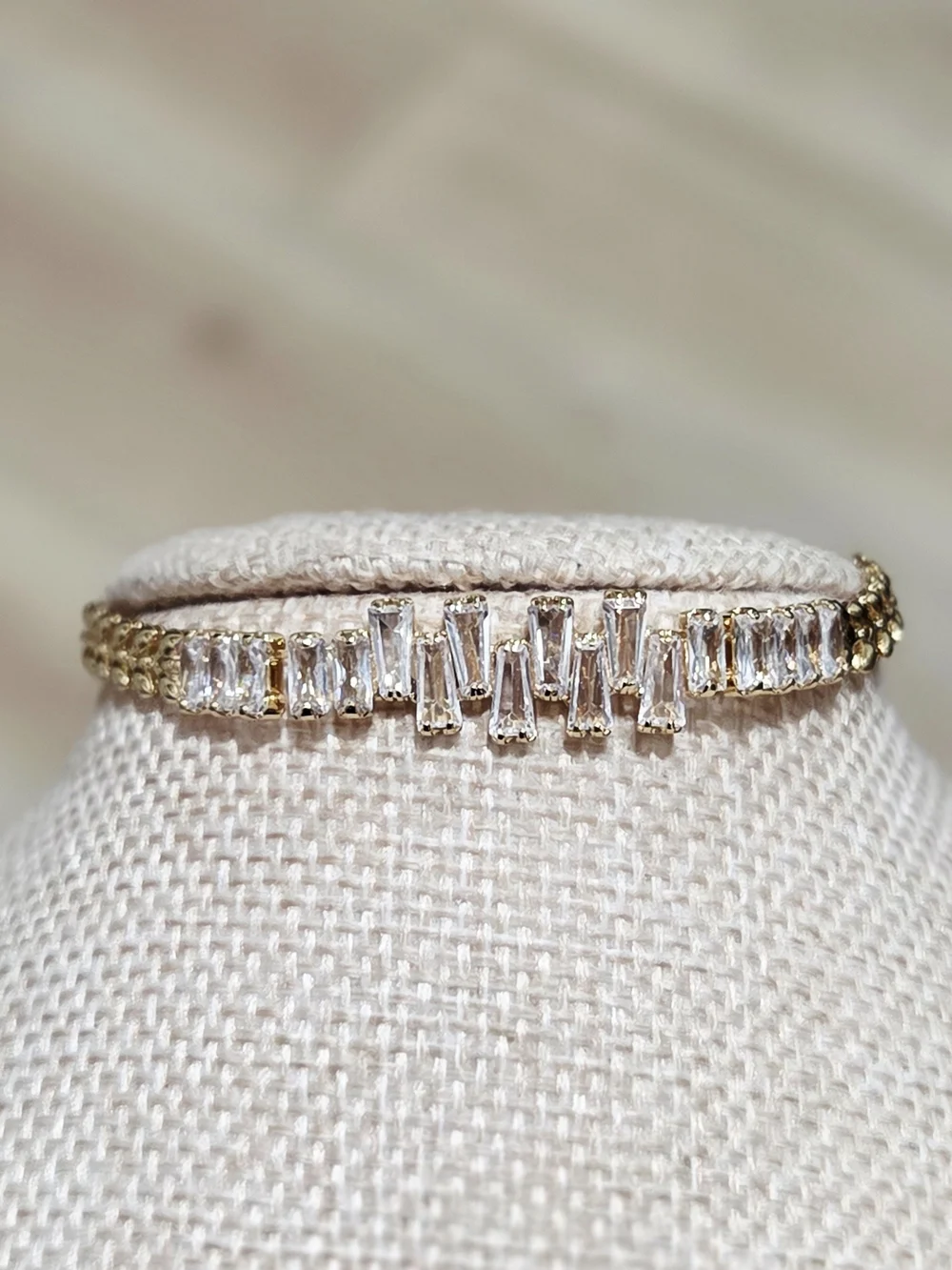 Gold-Tone Clear Baguette Tennis Bracelet - Elegant Women’s Jewelry